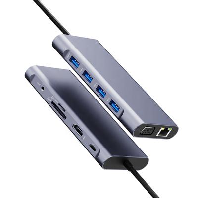 China High Quality .desk Mobile Devices Computer 11 in 1 Docking Station Type C to 4K HD Usb Power Supply Hub for Macbook Pro USB-c Dock for sale