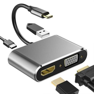 China Mobile Devices 4 .desk computer in 1 TYPE-C hub usb c hub with PD USB3.0 VGA Video Adapter Converter HUB for sale