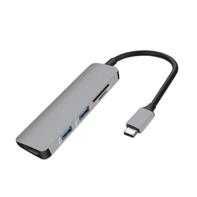 China Type-C Enabled Devices 5 in1 TYPE-C Hub 3.0 Hub to SD TF Reader Slot Thunderbolt 3 USB C Hub Adapter for sale