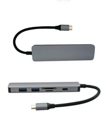 China Mobile Devices .desk computer type-c 6 in 1 usb3.0 hub c to usb type with hdtv PD3.0 charging usb docking station for sale