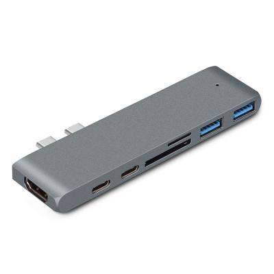 China Mobile Devices Computer .desk TYPE-C 7 in 1 HUB Fast Charger HUB USB3.0*2 SD Multiport PD-MI (4K) Type-C for sale