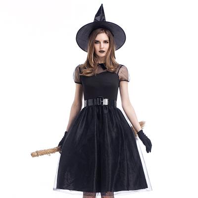 China Simple Halloween party temperament game costume black gauze witch party cosplay fancy dress costume for sale