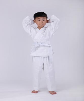 China Academy Childrens Karate Uniform White With Pre - Shrunk Cotton for sale