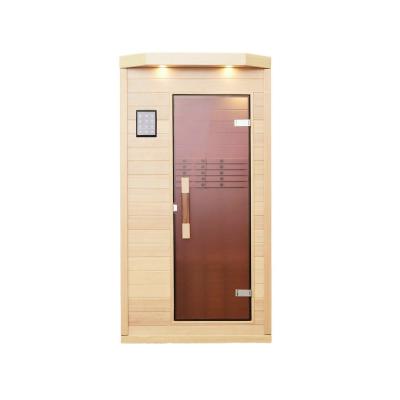 China Newest Carbon Film Infrared Home Wooden Computer Control Panel One Person Use Indoor Far Infrared Sauna Room for sale