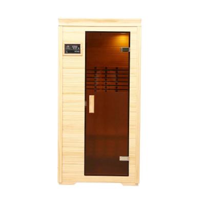 China Cheap Computer Control Panel China 2021 One Person Home Use Dry Saturated Steam Sauna Room With Wooden for sale