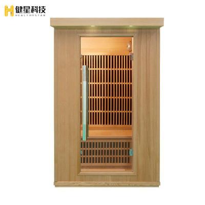 China Newest Computer Control Panel 2021 Hemlock Wooden One Person Indoor Far Infrared Soft Carbon Film Sauna Room for sale