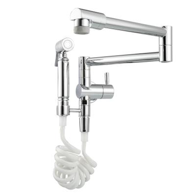 China rotatable& Foldbale Ciencia Brass Kitchen Sink Pot Filler Faucet Wall Mount Kitchen Faucet with Side Sprayer for Cold Water Single Handle, CT169A for sale