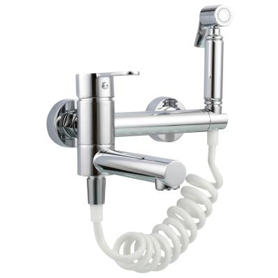 China Without Slide Bar Ciencia Brass Bathtub Faucet Set Bathroom Chrome Bathtub Faucet Wall Mounted Mixer With Bidet Sprayer For Bathtub, Because5237F1 for sale