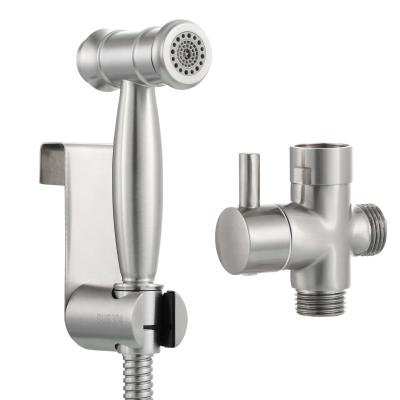 China Supply Ciencia 304 Stainless Steel Nickel Shattaf Bidet Swept 2-Mode Sprayer Toilet Tank And Sprayer Set For Bathroom,WS035F1 for sale