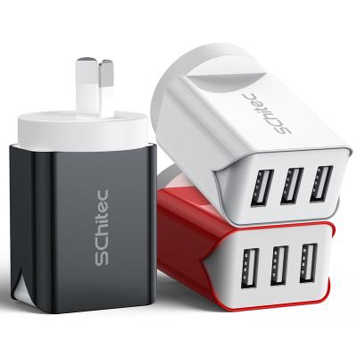 China Mobile Phone Factory Mobile Phone Wall Chargers US AU US Phone Charger Usb Triple Port Portable Socket For iPhone Huawei for sale