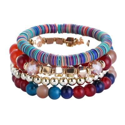 China New Design TRENDY Bohemian Elastic Rope Bracelet Fashion Colorful Hand Beads Bracelets Sets For Women Jewelry for sale