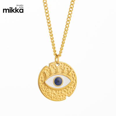 China SY TRENDY Hollow Devil's Eye Necklace Gold Plated Stainless Steel Pendant Necklace For Women Designer Jewelry Statement Necklaces for sale