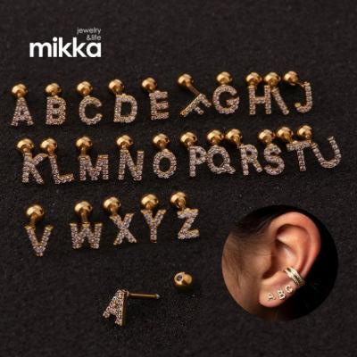 China FASHIONABLE 2022 Stainless Steel Women English Alphabet Letter Zircon Stud Earrings Cartilage Earrings Jewelry Gift for sale