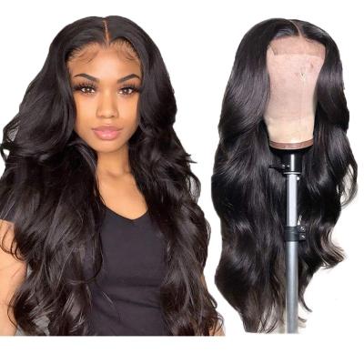 China Unprocessed 100% Natural Body Wave Wigs 4x4 Lace Closure Wigs 4x4 Color 180 Density Body Wave Wigs For Black Women for sale