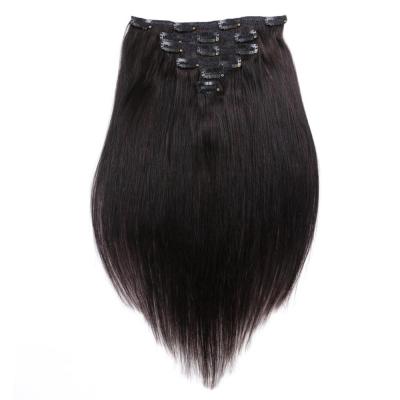 China Unprocessed Grade 10A Wave Virgin Hair Silky Straight Double Drawn Clip In Hair Extension Wholesale 100 Straight Hair for sale