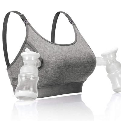 China 2021 New Women Adjustable Momcozy Gray Color Breathable Hands Free Pumping Bra for sale