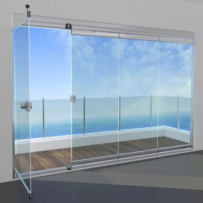 China Office Frameless Aluminium Sliding Partition Door Wall Custom Glass Bi Folding Door for sale