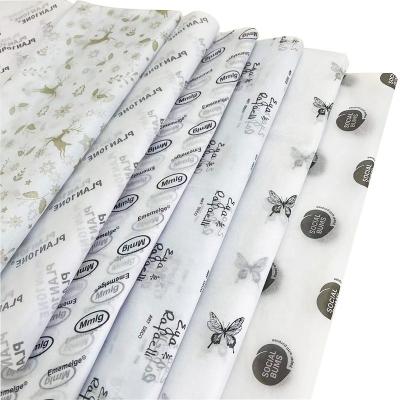 China Recycled Materials 17g Customize Logo Recycled Tissue Paper Pattern Text Package Gift Wrapping Paper Paper for sale