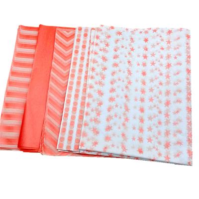 China Recycled Materials Spot Sydney Pink Paper Star Stripe Dot Paper Five-pointed Flower Gift Wrapping Paper for sale