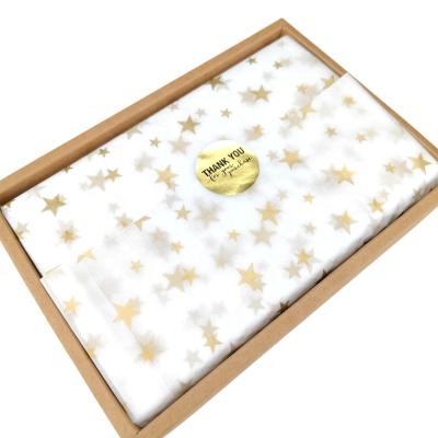 China Recycled Materials Star Tissue Tissue Tissue Wrapping Paper 50x70cm Logo Golden Metallic Five-pointed Custom Tissue Paper for sale