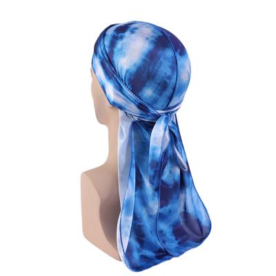 China DecorateÂ   Wholesale Luxury Thick Tie Dye Long Tail Silky Durag Hat Popular Men's Durag for sale