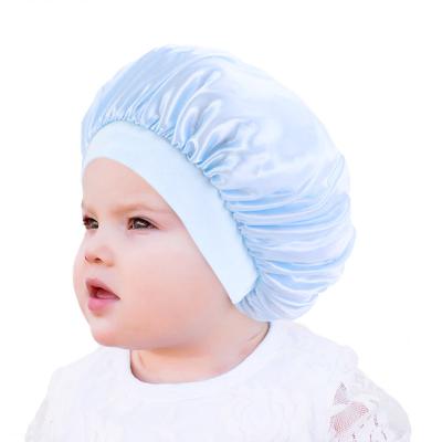 China Wholesale Silky/Polyester New Fashion Kids Sleep Hat Children Turban Plain Colors Headcover Silky Satin Hood for sale