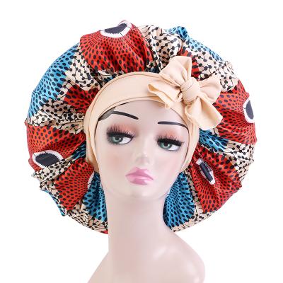 China Ankara Style African Elastic Band Cowls Satin Designer Hair Wraps Large For Women Hair Decor for sale