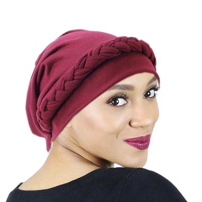 China Multifunctional Popular Bohemian Style Braided Headwraps Turban Hood Hijab Turban Muslim Hijab Hat For Women for sale