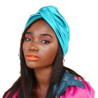 China Fashion Monochrome Twist Double Layer Sleep Hat Silk Turban Headwraps For Women for sale