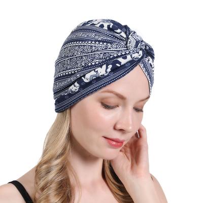 China Cotton YI With You Cotton Printed Women Twist Band Bohemian Chemo Cap For Girl Turban Style TJM-211 for sale