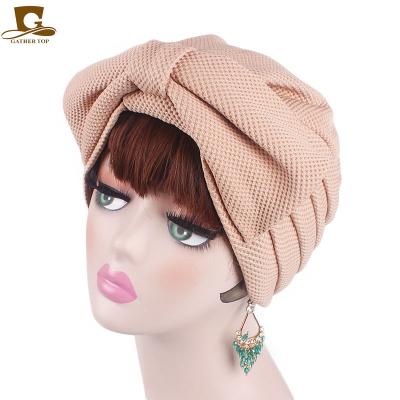 China Polyester& New Luxury Spandex Women Large Bow Turban Hat Chemo Hijab Beanie CapTJM-326 for sale