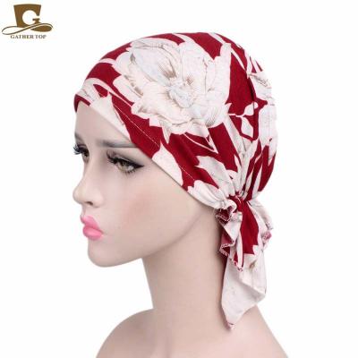 China Wholesale Printting Various Design Cotton Bandana Bandit Turban TJM-277 Pre Tied Chemo Cap Head Wrap Arabic Bandit for sale