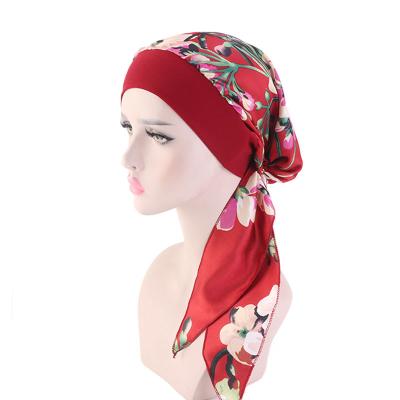 China New Fashion Design Bandage Wide Elastic Band Pre Tied Turban Headwrap New Arrival Ladies Turban Hat Hood for sale