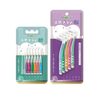 China Cleaning Teeth Nick Factory Price Short Handle Customizable Logo L Type Angled Interdental Brushes for sale