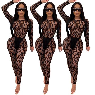 China LXX 2021 Women One Piece Breathable Mesh See Through Jumpsuits Bodysuits Sexy Skinny Rompers Party Club Wear Bodycon Overalls for sale