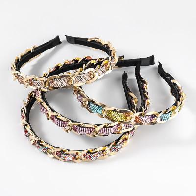 China American and European alloy inlaid rhinestone fabric wound fashion headband hair decoration for sale