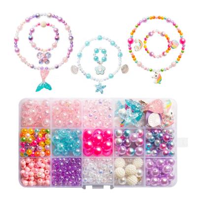 China Hot Children's Toys 15 Beaded DIY Girl's Beaded Bracelet Necklace Mermaid Ornament Tile Series for sale