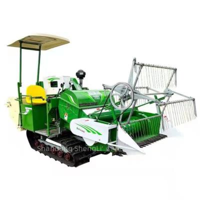 China 25 HP small rice combine harvester household rice machine crawler riding type with granary rice harvester for sale