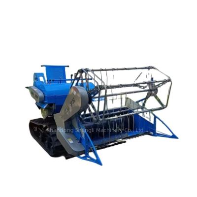 China Crawler Type Small Combine Rice Harvester 15HP Feed Straw To Crush And Return To Field Rice And Wheat Harvester for sale