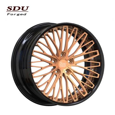 China T6061 Aluminum Forged Wheel 2pc , 18-22 Inch Bronze Forged Rims Powder Paint For Wheels for sale