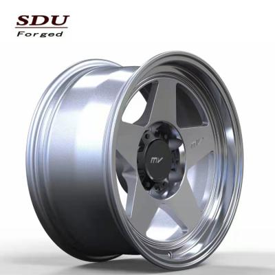 China T6061 Aluminum Latest Car Silver Face ET0 CB100 6x139.7 Rims Offroad Caravan Wheels Offroad Forged Rim for sale