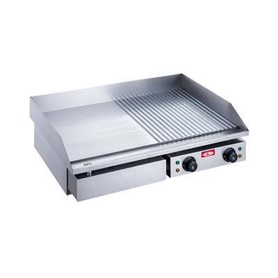 China Countertop Stainless Steel Griddle 1/2 Plate Outdoor Commercial Hotel Kitchen Restaurant Use 1/2 Fluted Electric BBQ Platter Beef for sale