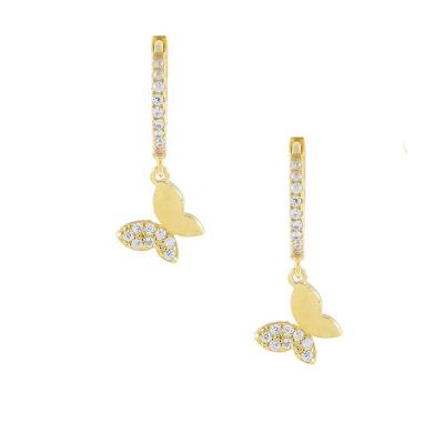 China CLASSIC Circle of Beaujuri Zirconia Butterfly Earrings 925 Sterling Silver Gold Plated Cubic for sale