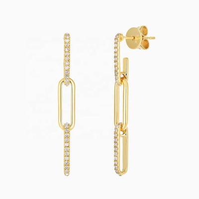 China 2022 New Design 925 Sterling Silver Gold Plated CZ Chain Link Drop Earrings for sale