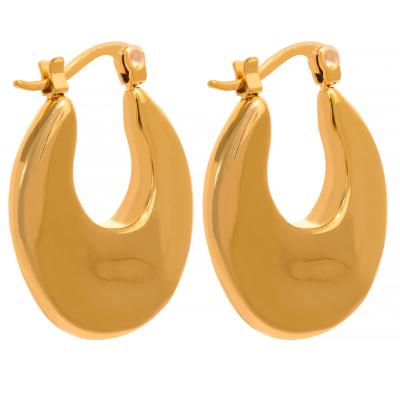 China TRENDY 18k Gold Plated Stainless Steel Trendy Metallic Hoop Huggie Earrings for sale