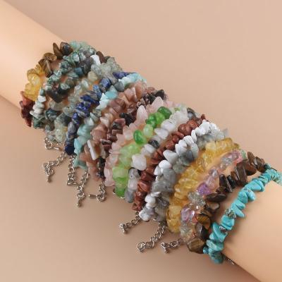 China Natural BOHEMIA Gem Adjustable Bracelet Yoga Meditation Bracelet Irregular Crystal Chip Bracelet for sale