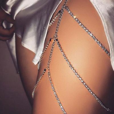 China Beach Lead Free Nickel Free Rhinestone Nightclub Summer Thigh Chain Sexy Multilayer Shiny Jewelry for sale