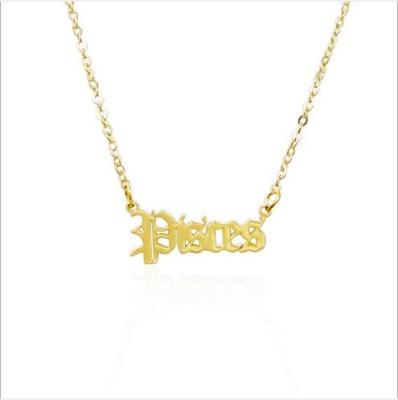 China No Nickel Style Personality Zodiac Letter Clavicle Lead Free Hot-selling Gold Plated Pendant Necklace for sale