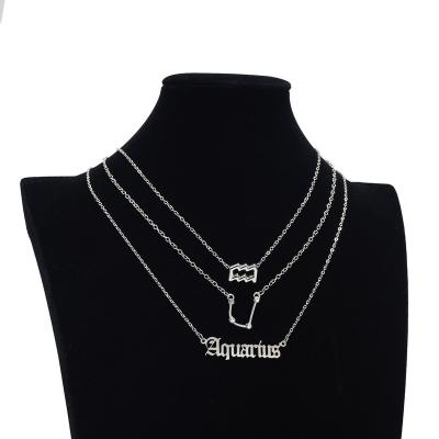 China Hot Selling Nickel Free Lead Free Style Symbol Star Sky Letter Twelve Zodiac Pendant Necklace Three Piece Set for sale