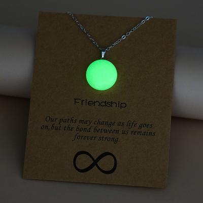 China Luminous Necklace Glow In The Dark Charms Back To School Fashion Jewelry Brown Message Card Waterdrop Star Luminous Heart Pendant Necklace for sale